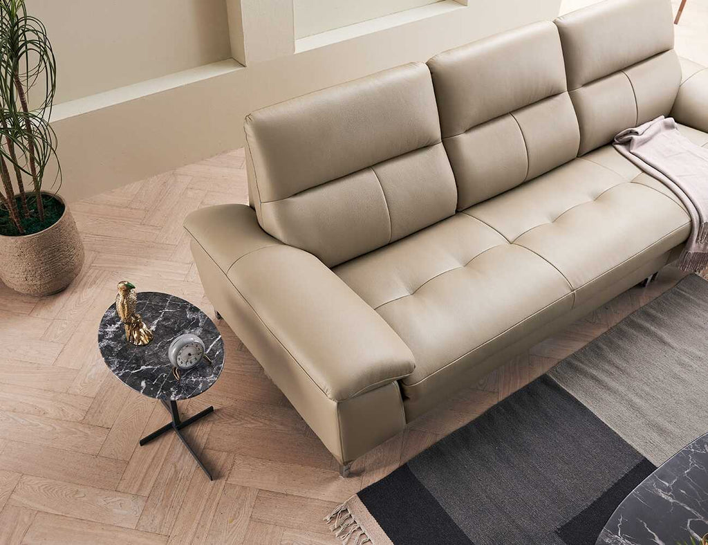 Sofa văng da tựa liền DEACON nâu nhạt 4