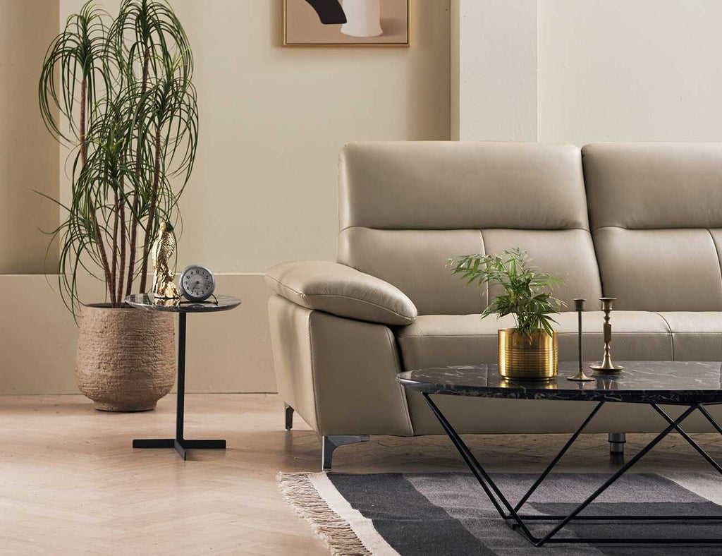 Sofa văng da tựa liền DEACON nâu nhạt 5