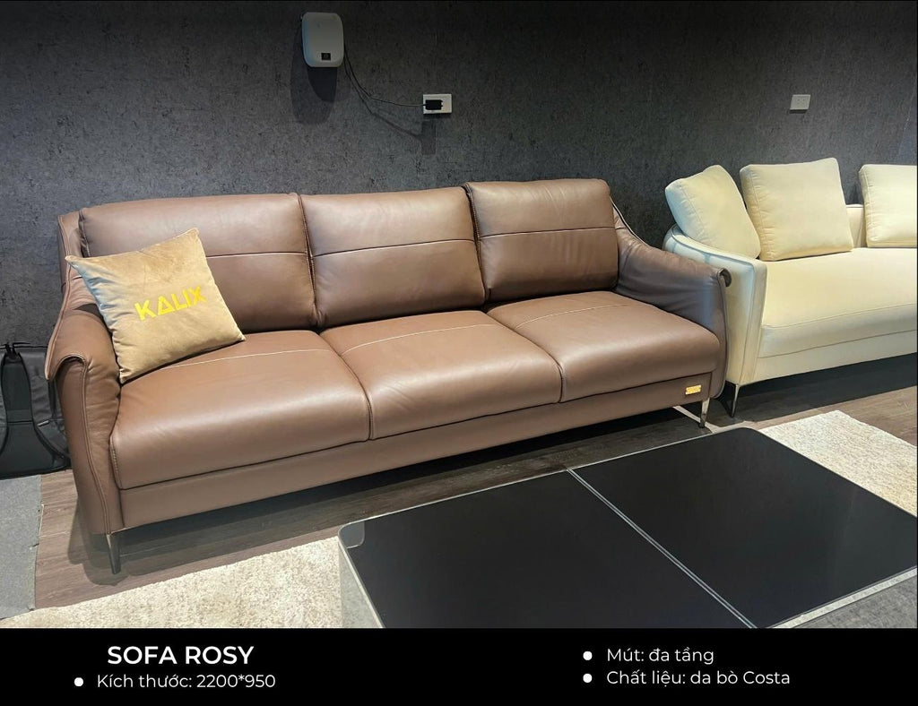Sản phẩm có sẵn - Sofa văng Rosy 2m2 bọc da bò Costa-01