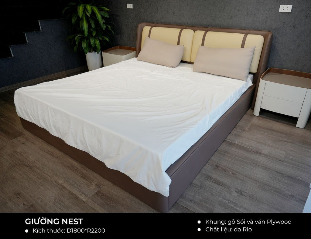 Sản phẩm có sẵn - Mẫu thiết kế giường bọc da - Nest-01