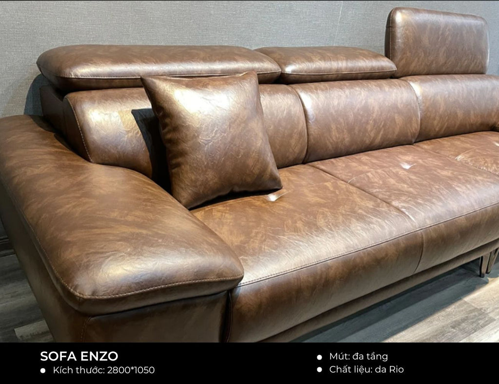 Sản phẩm có sẵn - Sofa văng Enzo 2m8 bọc da Rio màu 431 - Ebano-02