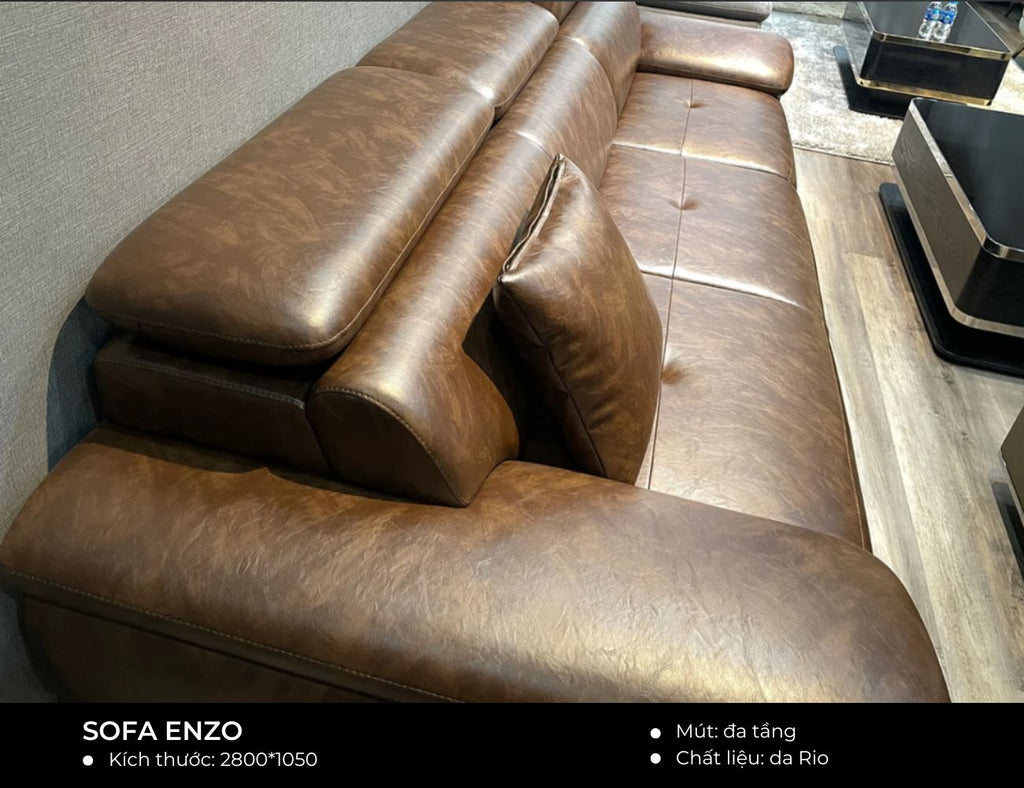 Sản phẩm có sẵn - Sofa văng Enzo 2m8 bọc da Rio màu 431 - Ebano-01