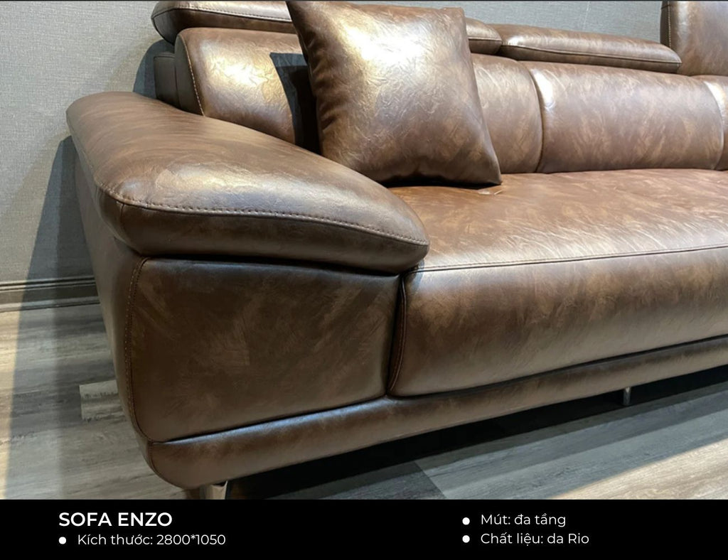 Sản phẩm có sẵn - Sofa văng Enzo 2m8 bọc da Rio màu 431 - Ebano-03