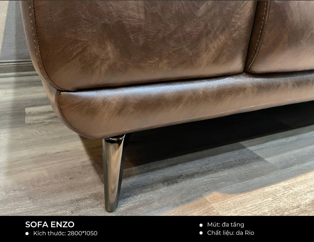 Sản phẩm có sẵn - Sofa văng Enzo 2m8 bọc da Rio màu 431 - Ebano-04