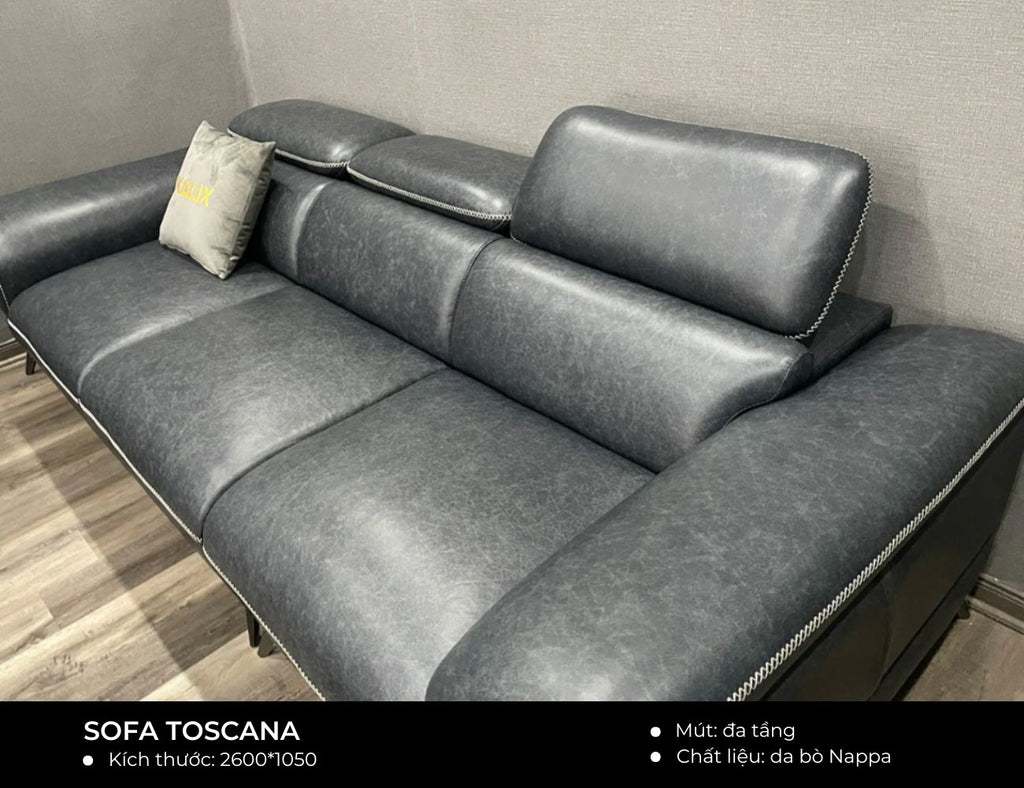 Sản phẩm có sẵn - Sofa văng Toscana 2m6 bọc da bò Nappa màu 327 - Notte-03
