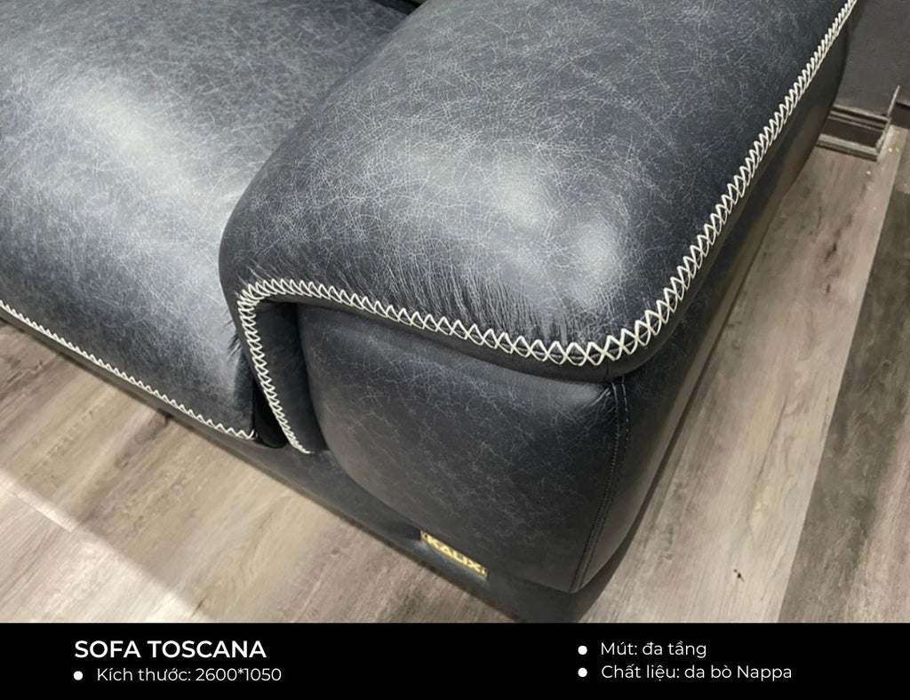 Sản phẩm có sẵn - Sofa văng Toscana 2m6 bọc da bò Nappa màu 327 - Notte-04