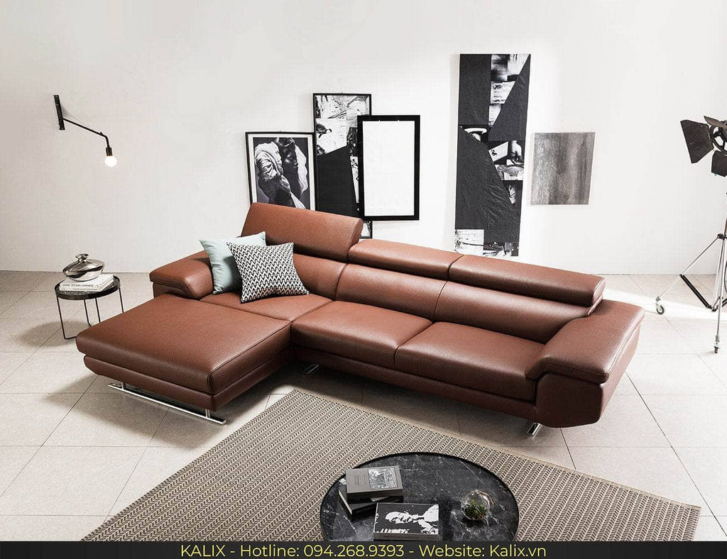 Sofa WESTLIE - Sofa góc da 3 chỗ tựa gật gù KALIX
